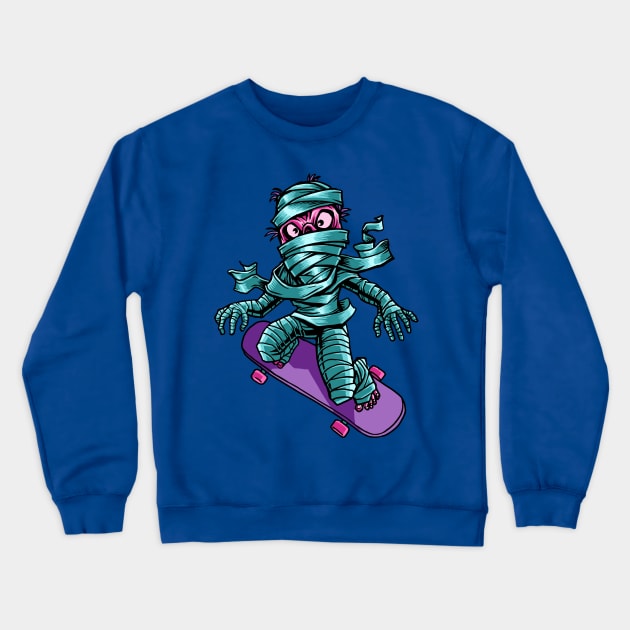 Halloween Skateboarding Mummy Crewneck Sweatshirt by letnothingstopyou